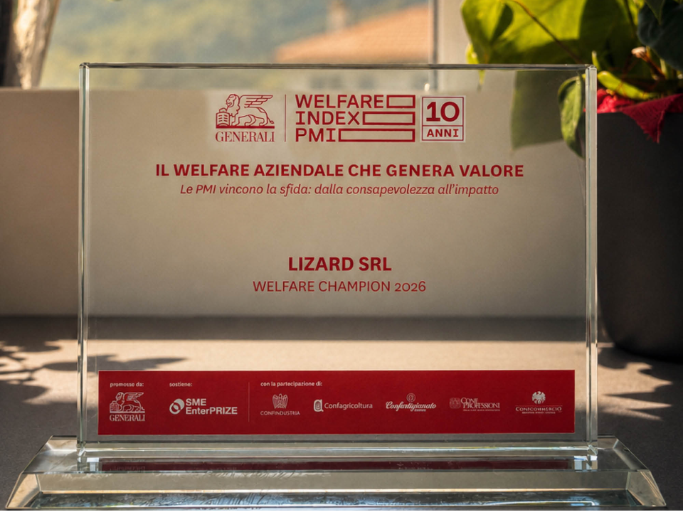 Premio Welfare Index PMI 2026 assegnato a Lizard Srl come Welfare Champion